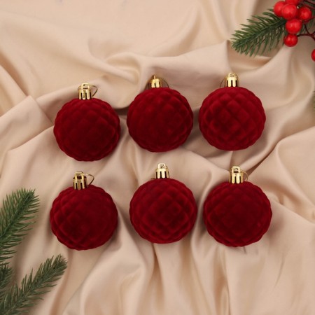 Set of balls plastic D-6 cm, 6 pcs "Bjorn" mesh, red