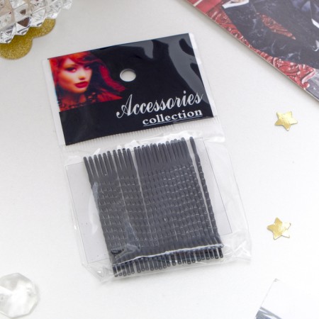 Invisibility for hair "Classic" (set 24 pcs +-3 pcs) ribbed, 5 cm, black