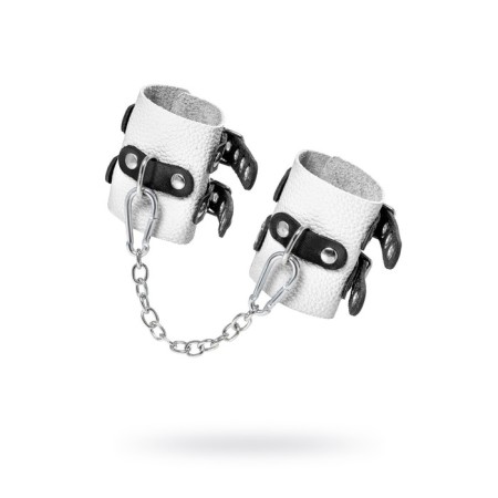An handcuffs Pecado BDSM, with two handbags with eyelets, soft, genuine leather, white-black