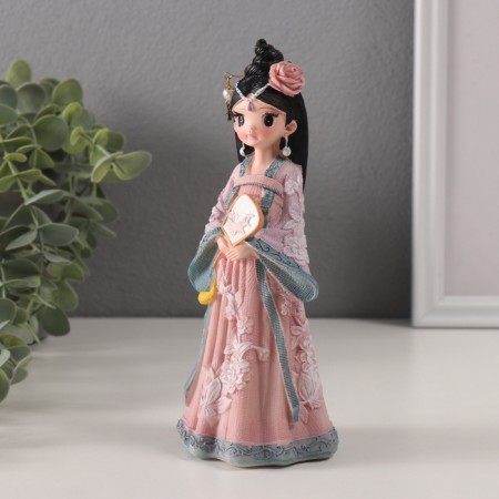 Polystone souvenir "Girl in a kimono with a mirror" pink-lilac 6x7.5x18 cm-3