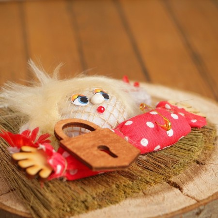 The amulet "Domovushka Tyukha", on a broom, mix-6