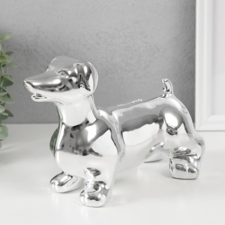 Pig a piggy bank Ceramics "Silver dachshund" 24.510.5x16.5 cm-3