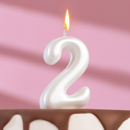 Candle for Cake "Oval" Figure "2", large, pearl, 5.5 cm