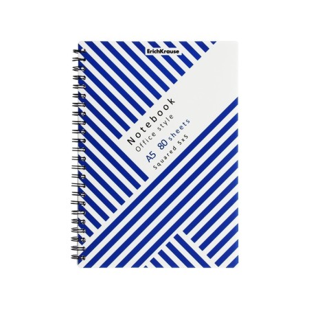 Notepad A5, 80 sheets in a cage on a spiral, Erichkrause Blue Concept, plastic cover