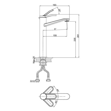 D&K Venice Rialto DA1062041 sink mixer, tall, chrome-1
