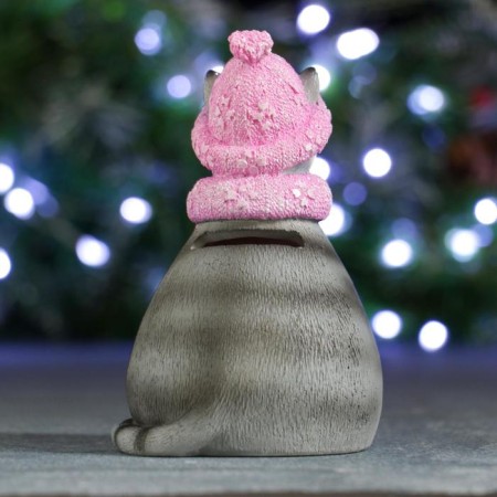 Piggy bank "Cat Charlotte" gray, 10x10x15cm-2