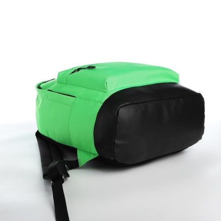 Backpack from textiles on lightning, Erich Krause, 1 pocket, green color-4