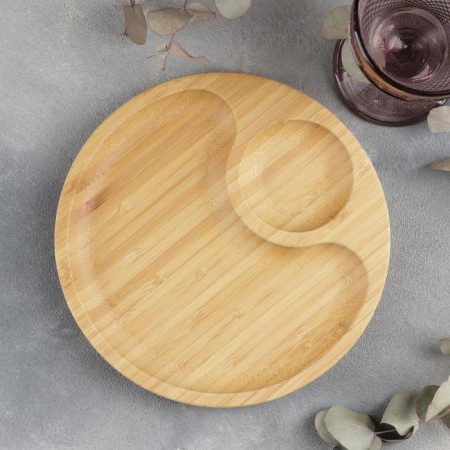 Serve dish, 2 sections, d = 20.5 cm, bamboo