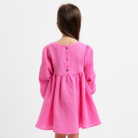 Children's dress with long sleeve KAFTAN "Muslin", size 28 (86 -92 cm) pink color-7