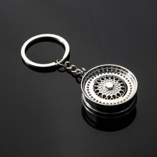Cartage keychain, disk, metal, chrome