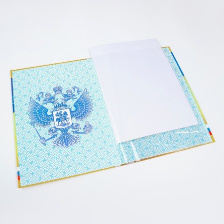 Folder with two A4 files "Graduate Diploma" Coat of arms and tricolor on a gold background-2