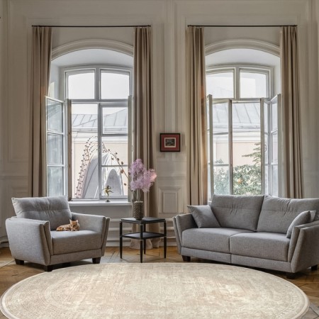 Oval carpet Valentis mikonos, size 80x150 cm, color Cream/Cream-2