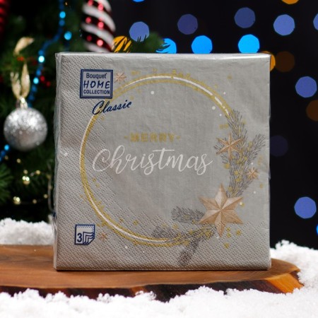 Paper napkins Home Collection “Golden Wreath on the Gray”, 3 layers, 33x33, 20 pcs.