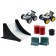 Set of game jump "SUVs", with a ramp and accessories