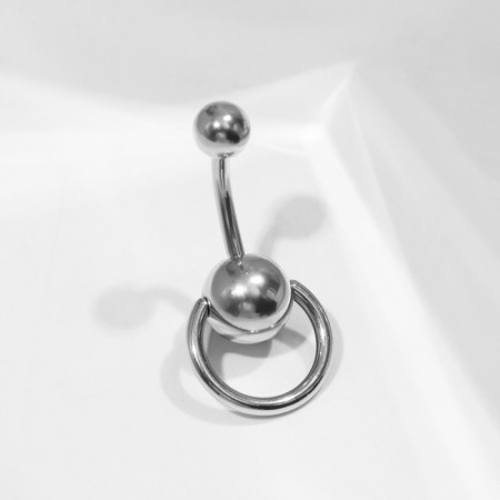 Piercing in the navel "banana" ring, l = 3 cm, silver color
