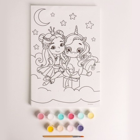 Picture on numbers for children "Princess with a unicorn", 20 x 30 cm-1