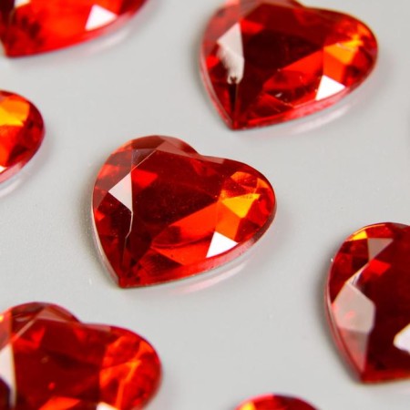 Rhinestones self -adhesive "heart", red, 16 mm (set 18 pcs)-2