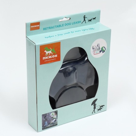 Roulette-lover for 2 dogs, with a flashlight and a container for bags, 3 m, up to 15 kg each-1
