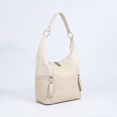 Bag-mech "Golden Rain" on lightning, 3 outer pockets, long belt, beige color-2