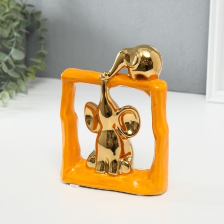 Souvenir Ceramics "Eliors - Support. Square" Orange with gold 6x13.5x17.5 cm-4