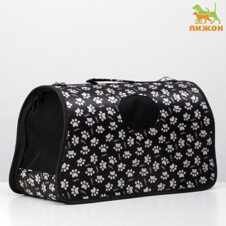 Bag - Carriage for animals "Happy" paws, black, size L, 53 x 21 x 29 cm