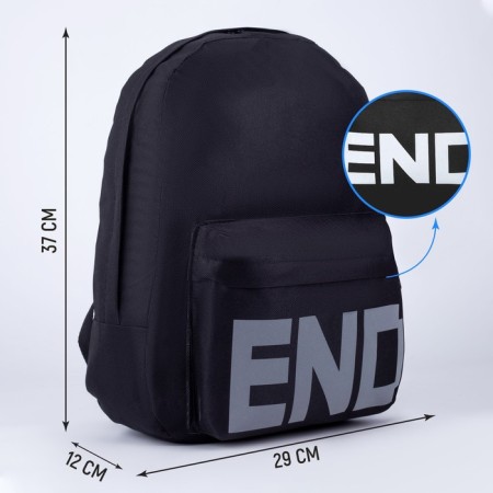 Backpack school school youth End, 29x12x37, lightning department, n/pocket, reflective tapes, black color-1
