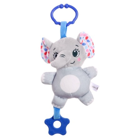 Rattle "elephant", musical, suspended, gray color-1