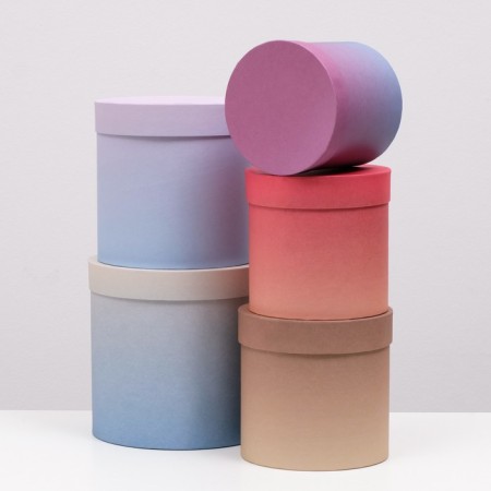 Set of round gift boxes 5 in 1 “gradient 1”, 20 × 20 × 20–13.5 × 13.5 × 13.5 cm-1