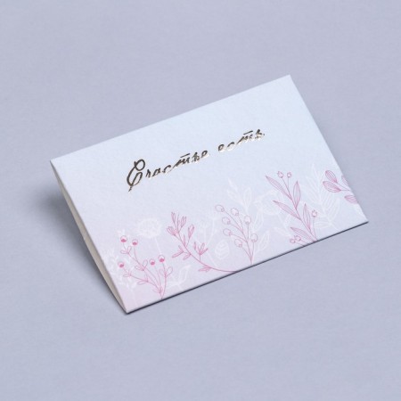 An envelope for a certificate with embossing "Happiness is" 10.5 x 7