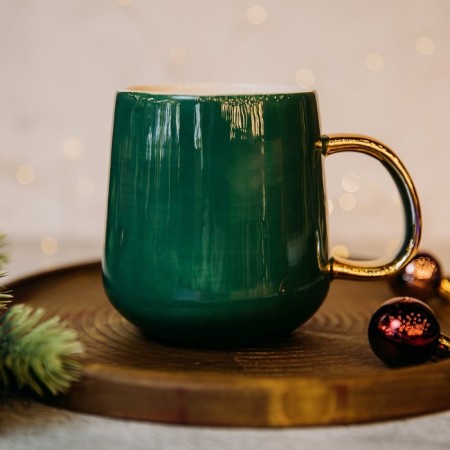 New Year! New Year's ceramic "gift" mug, 600 ml, green color-7