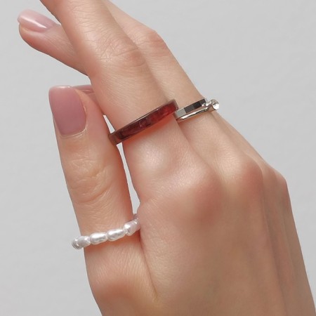 Ring set 4 pieces "Jeepsi", aesthetics, red-white color in silver, size 16-17-1