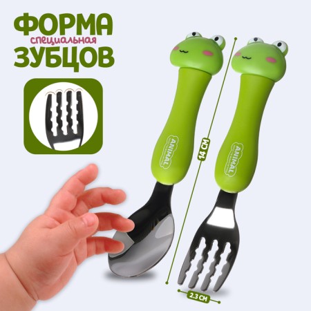 A set of children's cutlery in the “Frogsat” case, fork, spoon-2