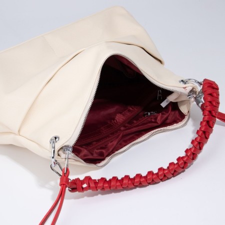 Bag-bag, lightning department, 3 outer pockets, long belt, beige/red color-6