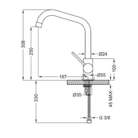 Kitchen mixer Zipponi Dali, with a side lever, l-spike, color chromium-1