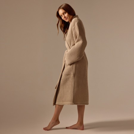 WAFEL Women's bathrobe SL Home: Waffle "Sabbia", size S, 100% cotton, 320 g/m2-4