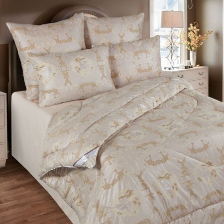 Lighted blanket 140x205 cm, camel wool, gloss-satin fabric, p/e 100%