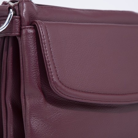 Cross-Bodi bag with zipper, burgundy color-3