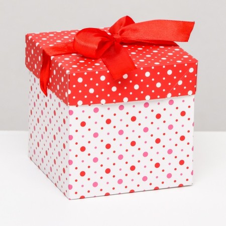 Self -assembly box "in specking" red, 10x10x10 cm