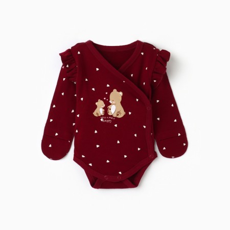 Body-kimono children with a long sleeve "Bear", burgundy color, height 56
