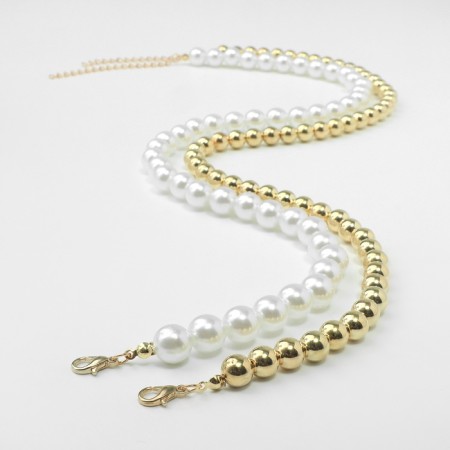 Beads with pearls "Olympia" environment, color gold, 45cm-2