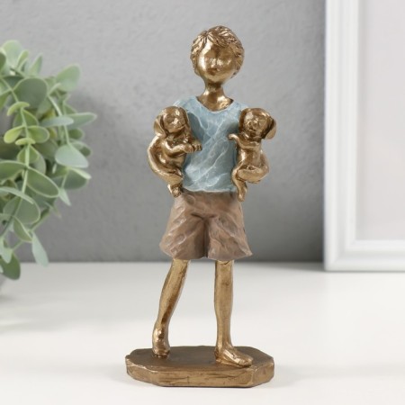 Souvenir Polystone "A boy with his favorites - puppies" 7.5x4.5x16.5 cm