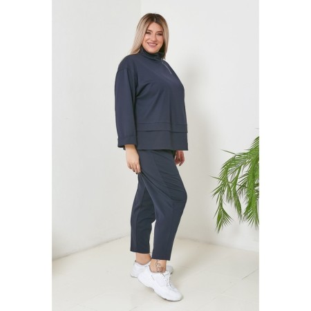 Female suit, size 62, dark blue color-2