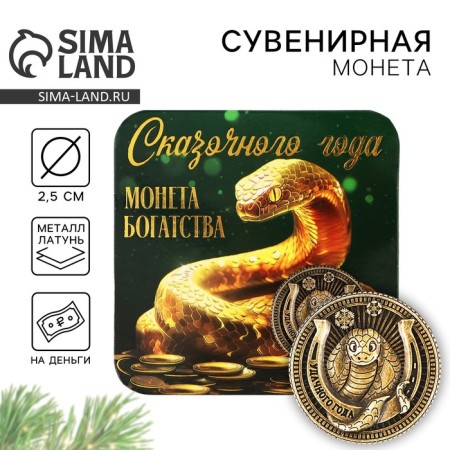 Coin New Year's amulet "New Year: Fairytale year", Diam 2.5 cm