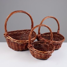 A set of baskets, 3 pcs, 25.5x20x8/25 cm, 30x26x10/30 cm, 34.5x30x12/35 cm, willow