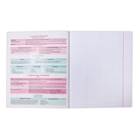 Subject notebook, 48 sheets, cage, social studies Erichkrause "Persons", plastic cover silk-screen covers, Offset Beliac block 100%, information block-3