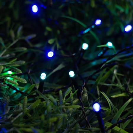 Garland "thread" 5 m, IP44, dark thread, 50 LED, glow blue/aquamarine, 2 modes, solar battery-2