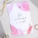 Invitation to a wedding on the eyelets “It all starts with love”, a pink feather 10 x 15 cm