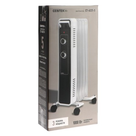 CENTEK heater CT-6221-5, oil, floor, 1000 watts, 12.5 m², 5 sections, white-black-6