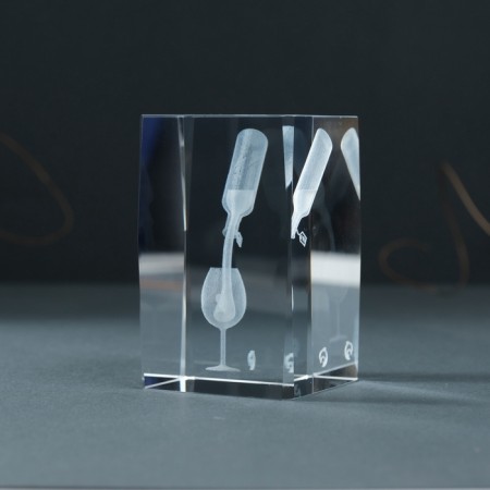 Souvenir glass rectangle "glass and wine" 5x5x8 cm-3