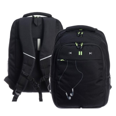 Youth backpack 42 x 31 x 22 cm, Grizzly, ergonomic back, laptop department, black